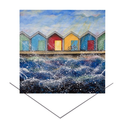 Beach Huts in Sunshine Greeting Card